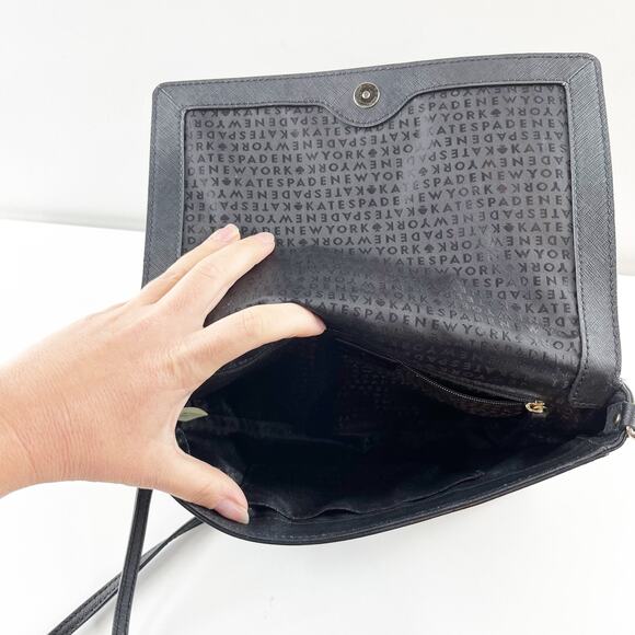 Kate Spade Rectangle Crossbody Purse Bag Leather Black - Picture 4 of 7